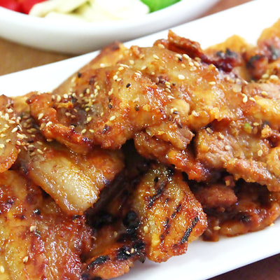 Grilled Pork Belly with Sesame Dip (Samgyeopsal)